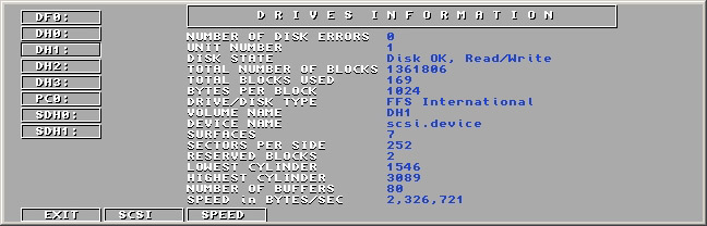 SysInfo Drives Information screen