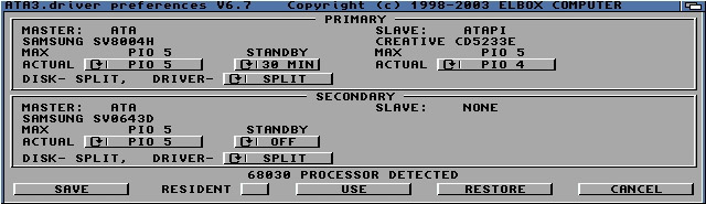 ATA3Prefs screen