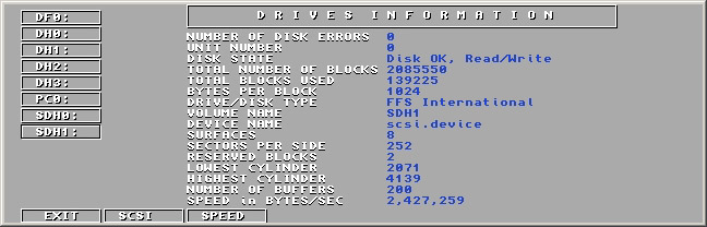 SysInfo Drives Information screen