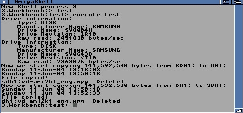 The practical test: of copying 141,592,580 bytes between two hard drives